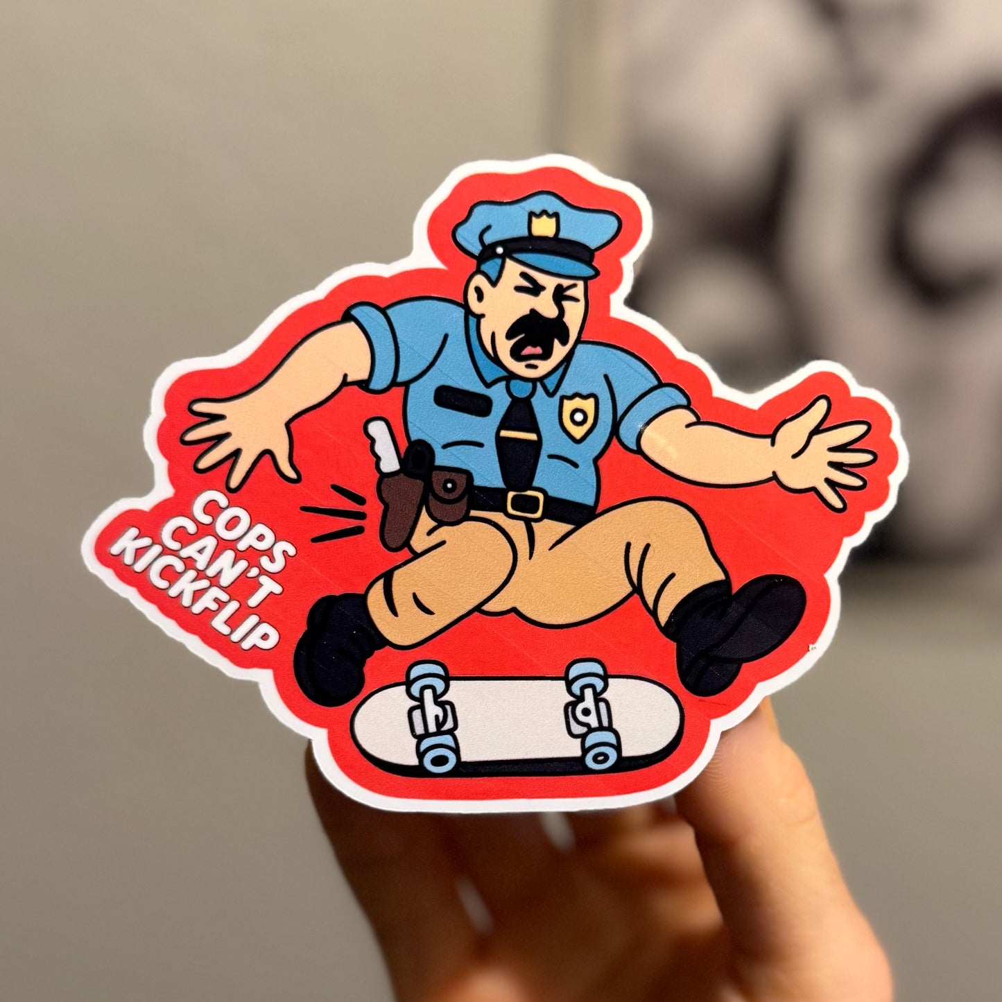 Cops Can't Kickflip Sticker
